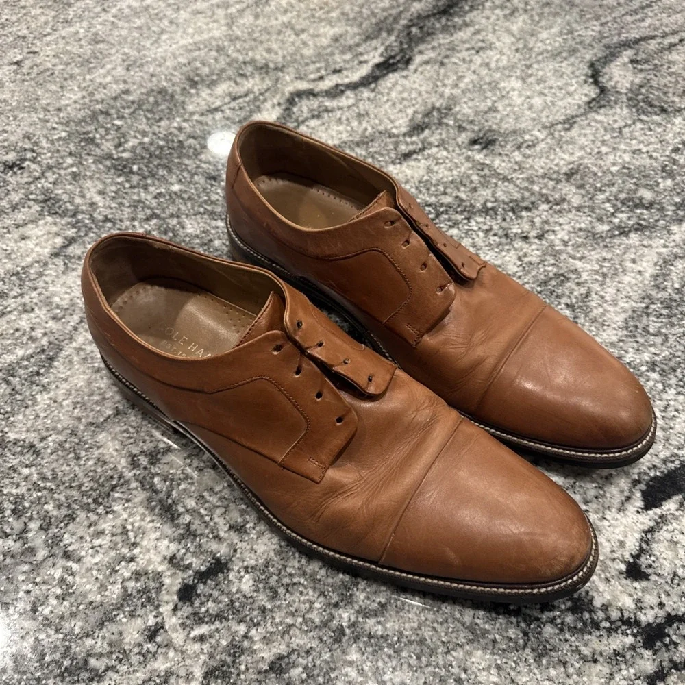 Cole Haan Warren Men 13 W Oxford Leather Casual Dress Shoes Cap Toe Brown C20153